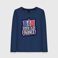 Лонгслив хлопковый женский Viva la France, цвет: тёмно-синий
