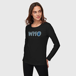 Лонгслив хлопковый женский Tardis who, цвет: черный — фото 2