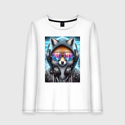 Лонгслив хлопковый женский Urban fox - ai art, цвет: белый