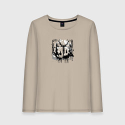 Лонгслив хлопковый женский Велосипед и рога, цвет: миндальный