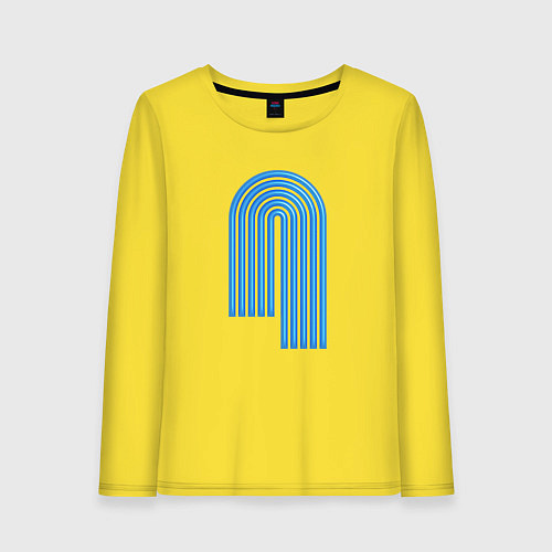 Женский лонгслив Голубой орнамент / Желтый – фото 1