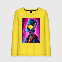 Лонгслив хлопковый женский Cyber Bart Simpson - neon glow ai art, цвет: желтый