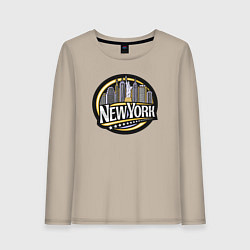 Лонгслив хлопковый женский USA New York, цвет: миндальный