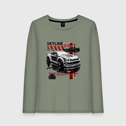 Лонгслив хлопковый женский Skyline gtr34, цвет: авокадо