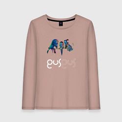 Лонгслив хлопковый женский Gus Gus - A band, цвет: пыльно-розовый