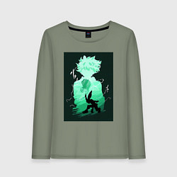 Лонгслив хлопковый женский Моя геройская академия Идзуку Мидория герой, цвет: авокадо