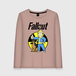 Лонгслив хлопковый женский Vault boy and dog, цвет: пыльно-розовый