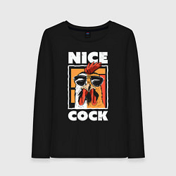 Лонгслив хлопковый женский Nice cock, цвет: черный