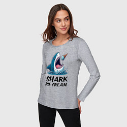 Лонгслив хлопковый женский Shark ice cream - ai art, цвет: меланж — фото 2