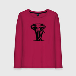 Лонгслив хлопковый женский Слон силуэт, цвет: маджента
