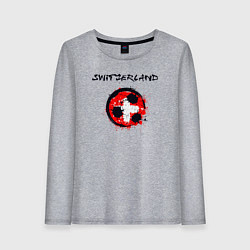 Лонгслив хлопковый женский Сборная - Швейцария, цвет: меланж