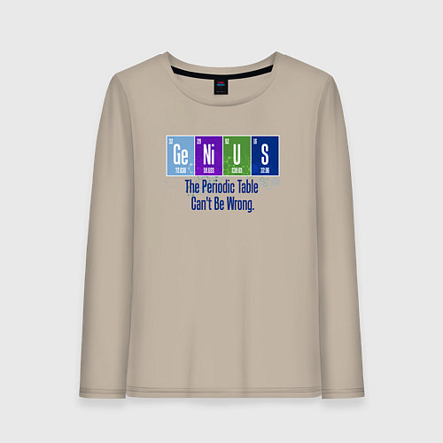 Женский лонгслив Genius: periodic elements / Миндальный – фото 1