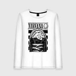 Лонгслив хлопковый женский Nirvana grunge rock, цвет: белый