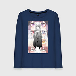 Лонгслив хлопковый женский Эта фарфоровая кукла влюбилась, цвет: тёмно-синий