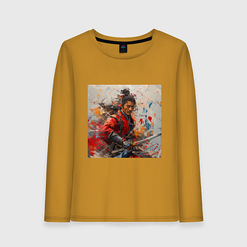 Женский лонгслив Краски самурая / Горчичный – фото 1