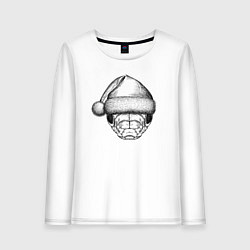 Лонгслив хлопковый женский Змея новогодняя, цвет: белый