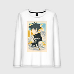Лонгслив хлопковый женский Магическая битва Мэгуми Фусигуро тень, цвет: белый