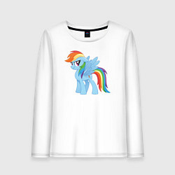 Лонгслив хлопковый женский Рейнбоу Дэш из My Little Pony в кино, цвет: белый
