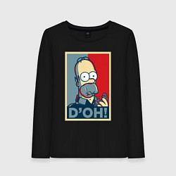 Лонгслив хлопковый женский Homer with donut, цвет: черный