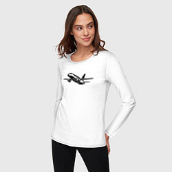 Лонгслив хлопковый женский Сухой Суперджет 100 черный, цвет: белый — фото 2