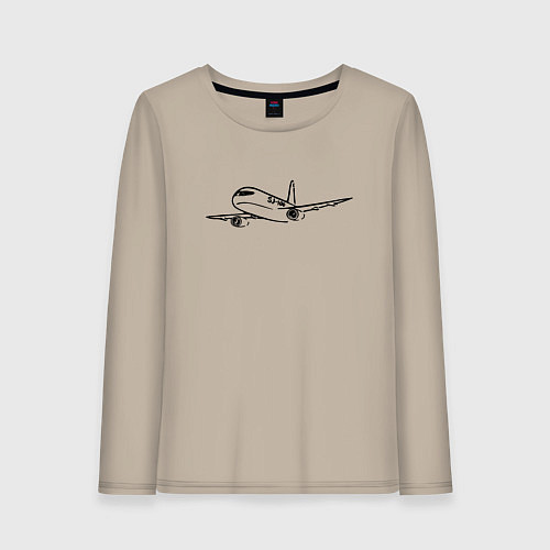 Женский лонгслив Суперджет-100 черный / Миндальный – фото 1