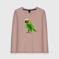Лонгслив хлопковый женский Зеленый попугай, цвет: пыльно-розовый