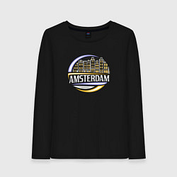 Лонгслив хлопковый женский City Amsterdam, цвет: черный