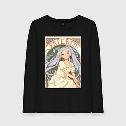 Лонгслив хлопковый женский Провожающая в последний путь Фрирен эльф, цвет: черный