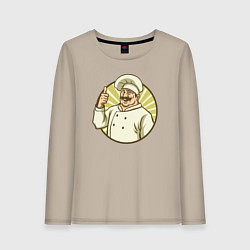 Лонгслив хлопковый женский Крутой повар, цвет: миндальный