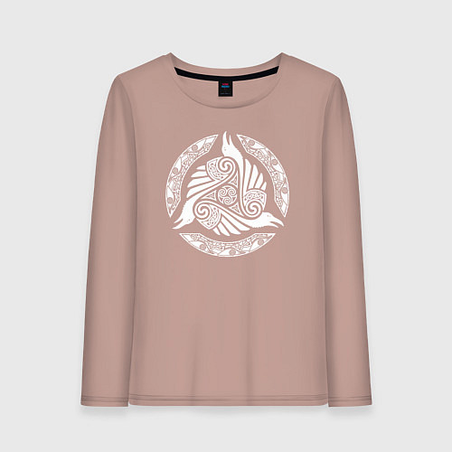 Женский лонгслив Вороны одина в символике / Пыльно-розовый – фото 1