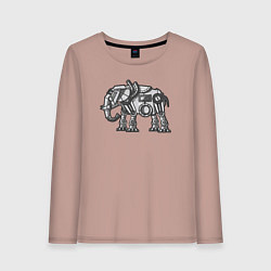 Лонгслив хлопковый женский Механический слон, цвет: пыльно-розовый