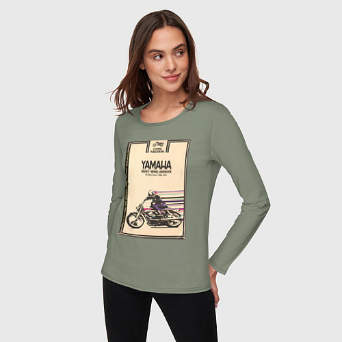 Женский лонгслив Мотоцикл Yamaha / Авокадо – фото 3