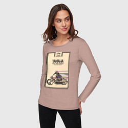 Лонгслив хлопковый женский Мотоцикл Yamaha, цвет: пыльно-розовый — фото 2