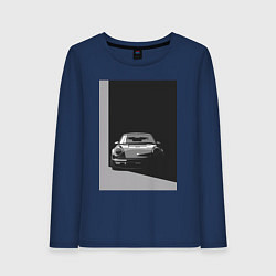 Лонгслив хлопковый женский Porsche 911 легендарный автомобиль, цвет: тёмно-синий