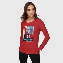 Лонгслив хлопковый женский Трамп Дональд, цвет: красный — фото 2