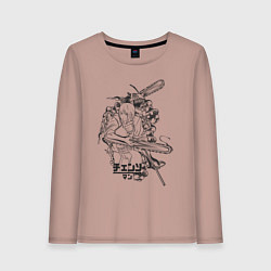 Лонгслив хлопковый женский Человек-бензопила Денджи Макима, цвет: пыльно-розовый