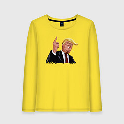 Лонгслив хлопковый женский Речь Трампа, цвет: желтый