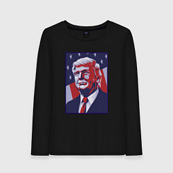 Лонгслив хлопковый женский Дональд Трамп, цвет: черный