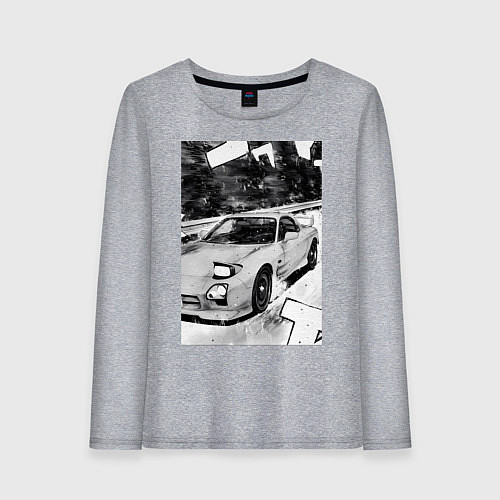 Женский лонгслив Mazda rx-7 авто / Меланж – фото 1