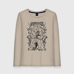 Лонгслив хлопковый женский Магическая битва Сукуна Денджи расширение простран, цвет: миндальный