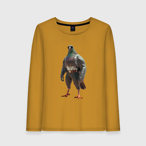 Женский лонгслив Голубь атлет / Горчичный – фото 1