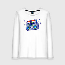 Лонгслив хлопковый женский Музыкальный бумбокс, цвет: белый