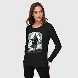 Лонгслив хлопковый женский Призрак Цусимы - Японский самурай, цвет: черный — фото 2