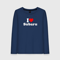 Лонгслив хлопковый женский I love Subaru sport, цвет: тёмно-синий
