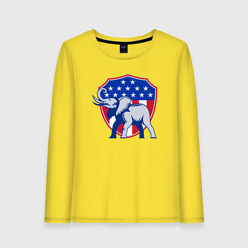 Женский лонгслив Слон США / Желтый – фото 1