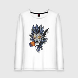 Лонгслив хлопковый женский Тетрадь смерти Рюк мульт Death Note, цвет: белый