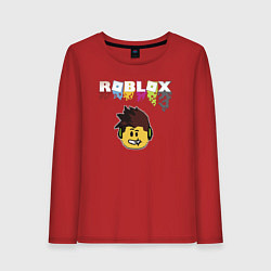 Лонгслив хлопковый женский Roblox pixel - роблокс пиксель видеоигра для детей, цвет: красный