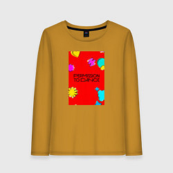 Лонгслив хлопковый женский Прилгашения на тацен, цвет: горчичный