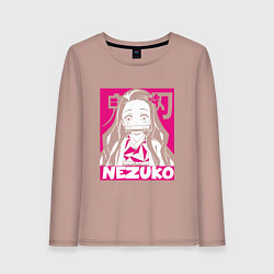 Лонгслив хлопковый женский Клинок рассекающий демонов Незуко Nezuko, цвет: пыльно-розовый