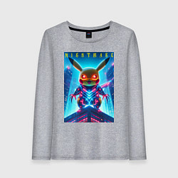 Лонгслив хлопковый женский Cyber Pikachu - nightmare, цвет: меланж